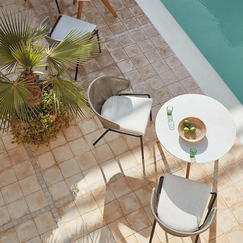 Tropical Outdoor Bistro Chairs with Water Repellent Finish Cushion and Metal Base