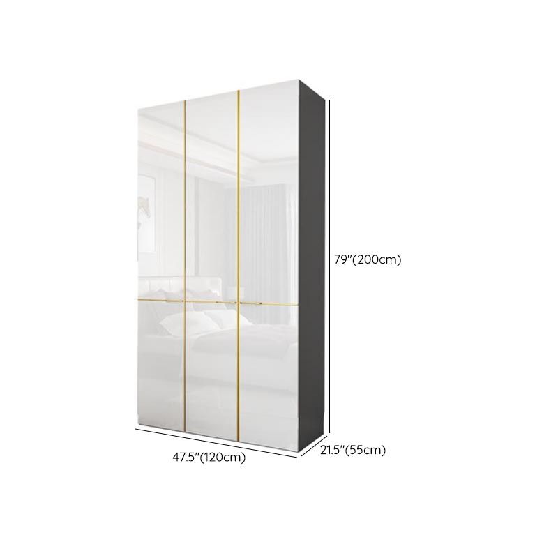 Modern Rectangle Wardrobe Cabinet Wooden White Cabinet with Clothes Rail