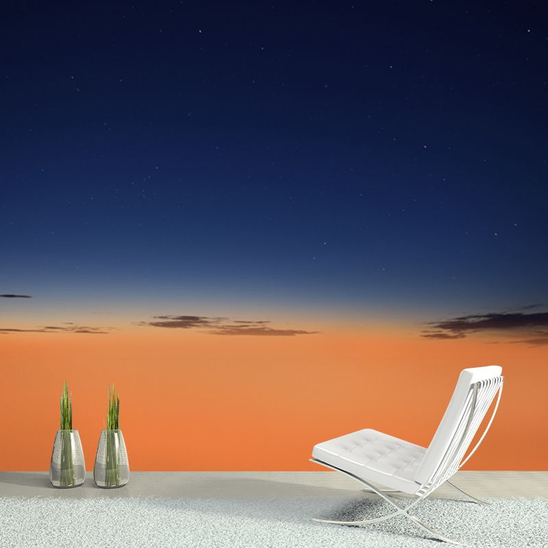 Nightfall Starry Sky Wall Mural Decal Modern Smooth Wall Covering in Blue and Yellow