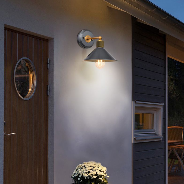Schwarz 1 leichte Wandleuchter leichter industrieller Stil mit Metallbahnkegelwandlampe