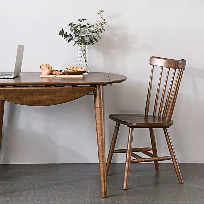 Drop-Leaf Dining Table Rubberwood Solid Wood Dining Table with 4 Legs