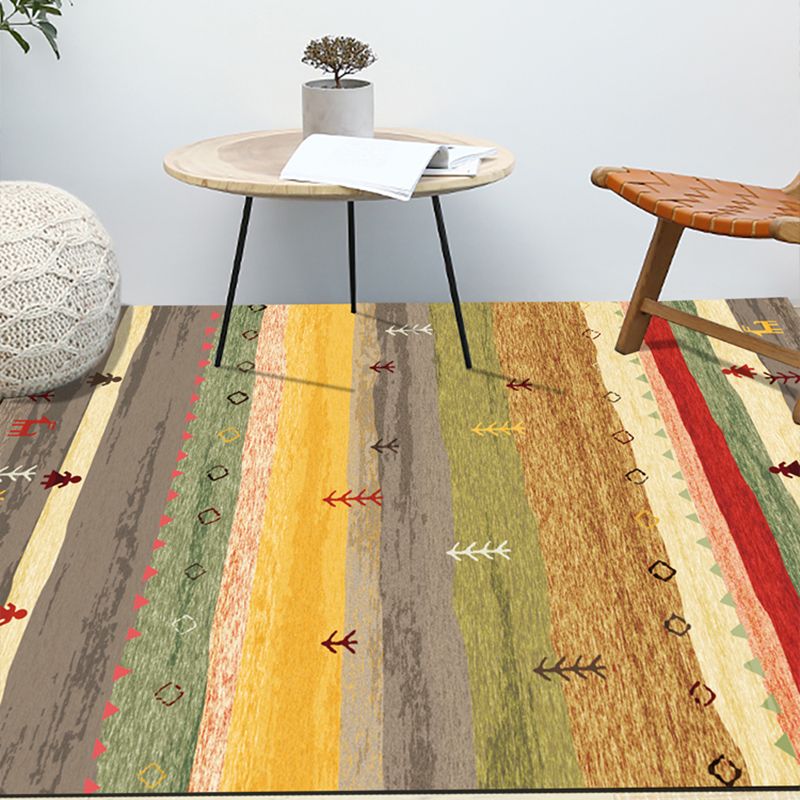 Multi Color Bohemian Rug Polypropylene Colorblock Tribal Print Rug Machine Washable Anti-Slip Backing Stain Resistant Carpet for Sitting Room