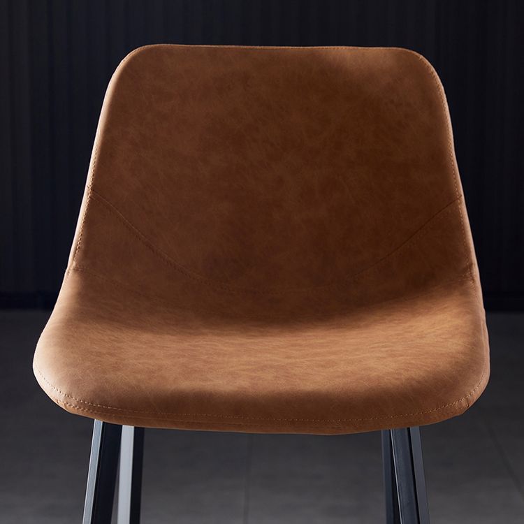 Scandinavian Leather Restaurant Stool Matte Finish Footrest Barstool