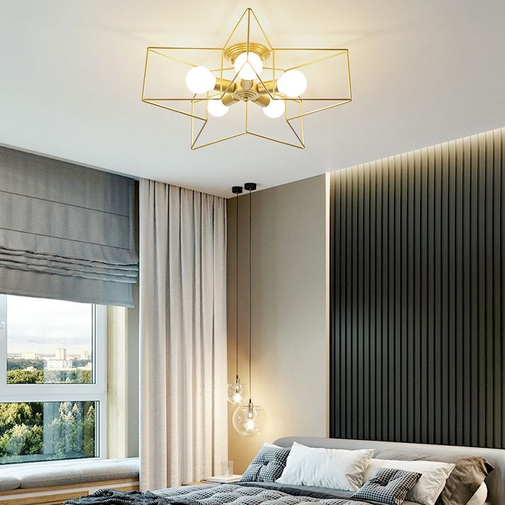 Star Shape Flush Mount Ceiling Fixture Modern Flush Ceiling Lights in Gold