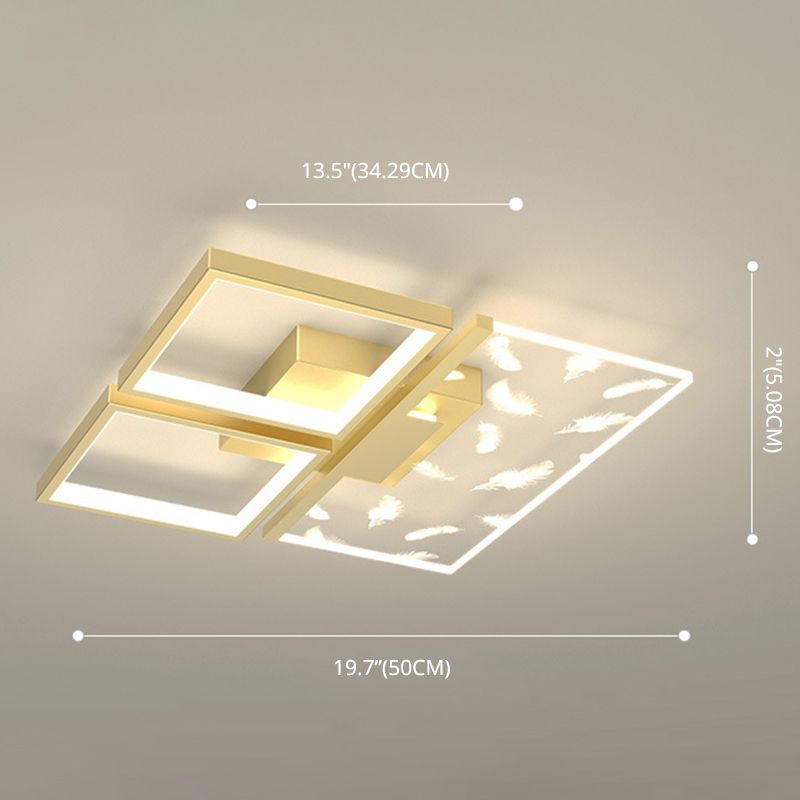 Slaapkamer LED-inbouwlamp Minimalistische gouden plafondlamp met geometrische acrylkap