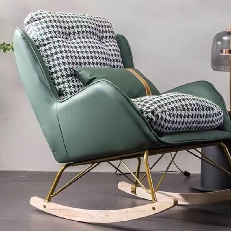 Magnificent Leather Rocking Chair Removable Cushions Rocker Chair with Pillow