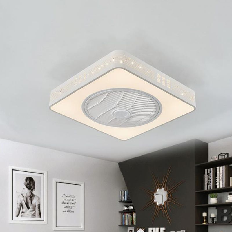 Éventail de ventilateur en acrylique linéaire / arbre LED SIMPLE LED CHAMBRE SEMI FUX FUX MONT ARMILATION EN BLANC avec 3 lames, 21,5 "W