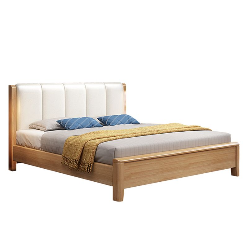 Rectangular Modern Panel Bed Solid Wood Standard Bed with Headboard
