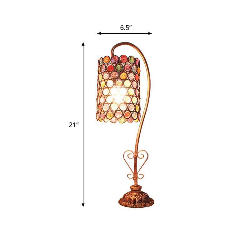 1 tavolo in metallo lampada da tavolo vintage rosso/rosa/giallo cupola/globo/cilindro illuminazione da comodino con braccio curvo
