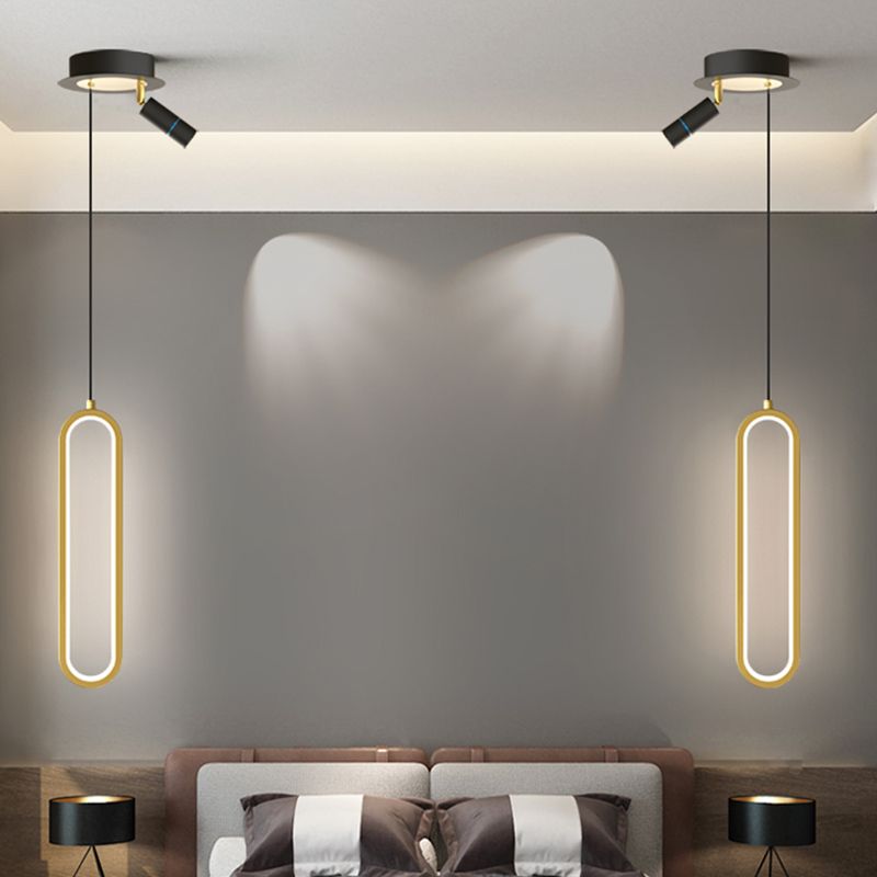 Eigentijdse stijl lineaire vorm hanglampen metaal 2 lichthangende lampen