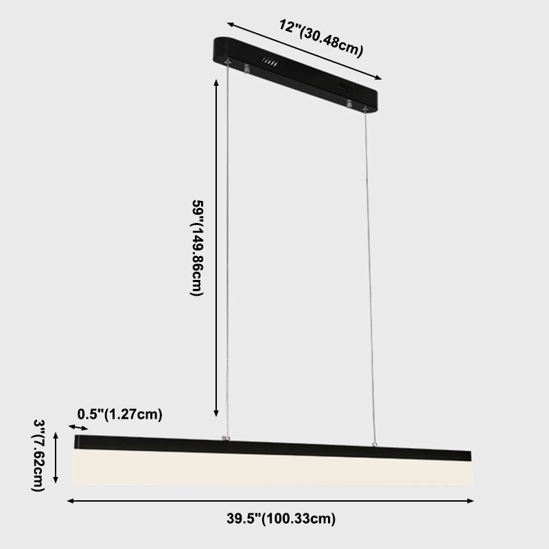Paxage de lampe à île LED Nordic moderne Office Rectangle Pendant Light