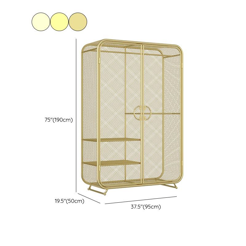 Bedroom Metal Wardrobe Industrial Style Rectangular Wardrobe Closet