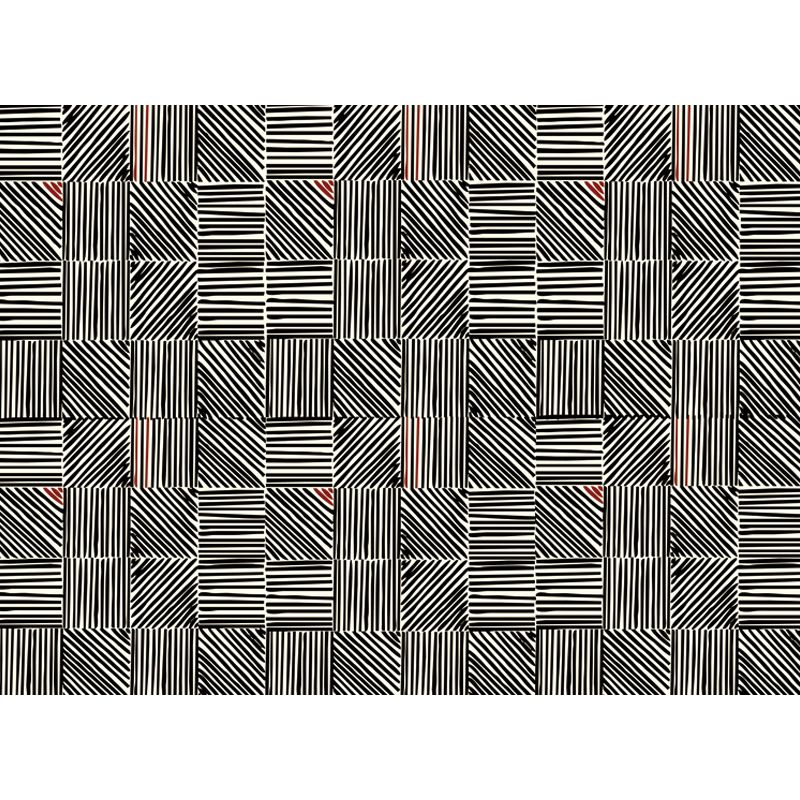 Modern Living Room Rug in Black Stripes Print Rug Polyester Anti-Slip Backing Area Rug