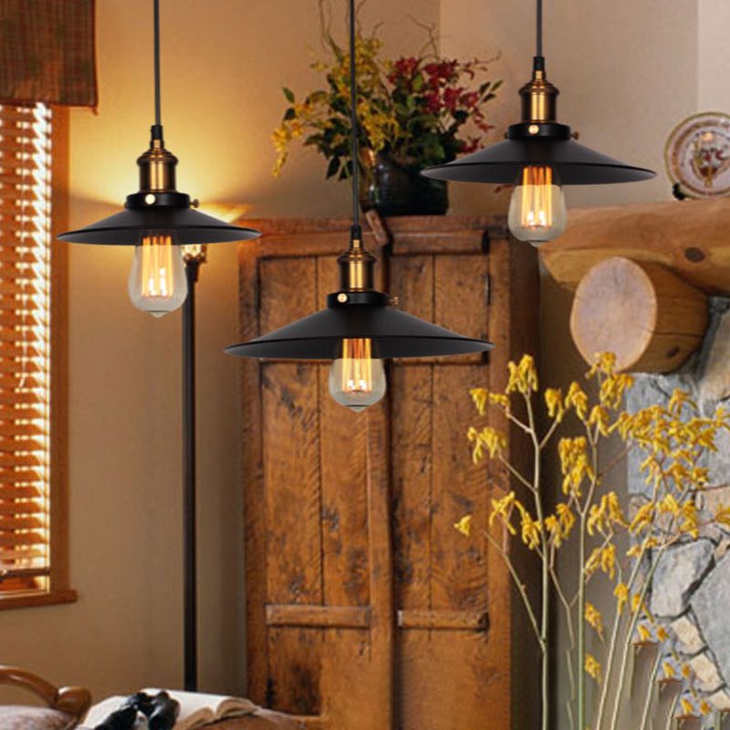 Industrial Style Pendant Light Fixtures with Metal Shade for Living Room Coffee Shop