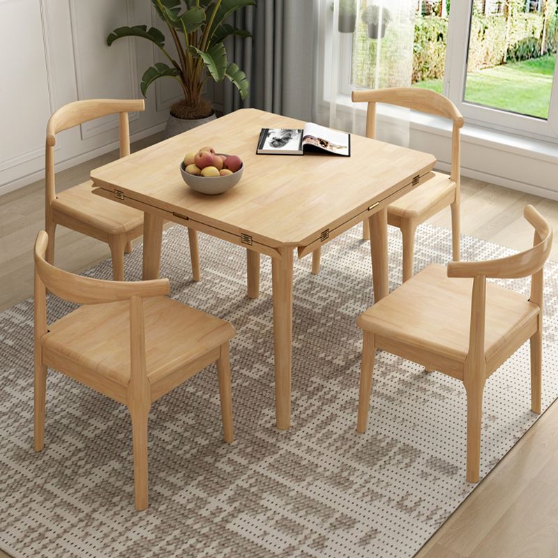 Drop-Leaf Dining Table Contemporary Solid Wood Dining Room Table