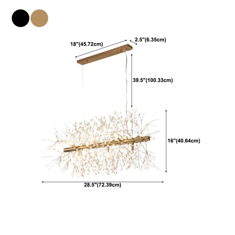 Sputnik Island Lamp Contemporary Hanging Light with Crystal for Dining Room