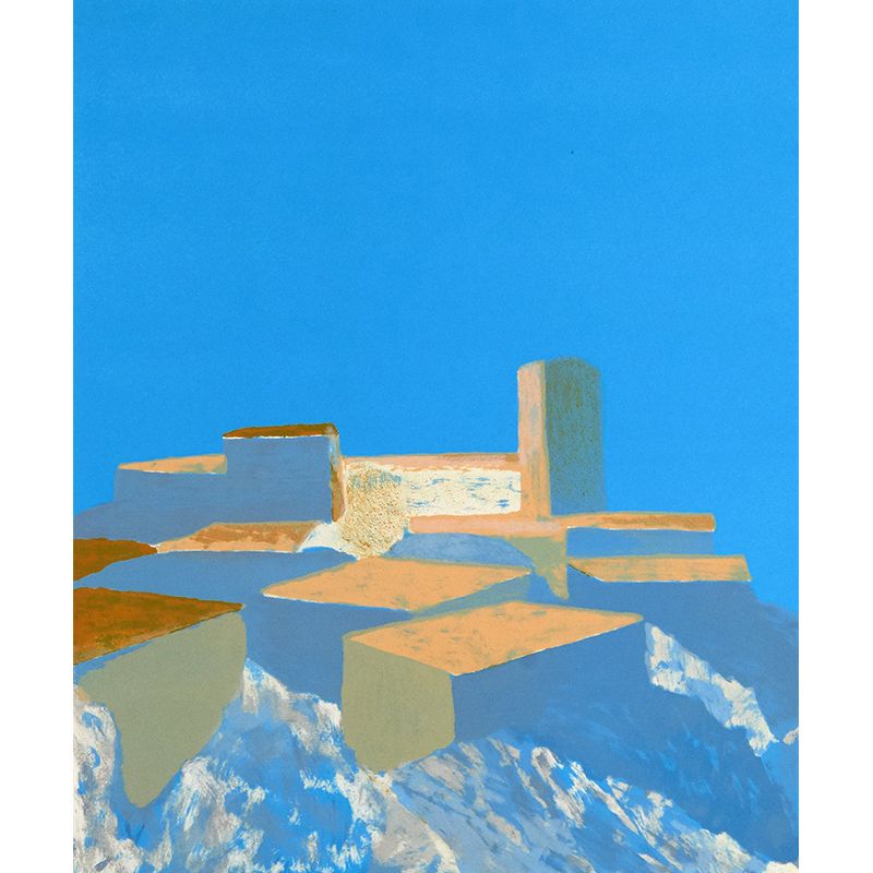 Contemporary Art Adults Mural Wallpaper Colored Block Painting Blue Wall Covering