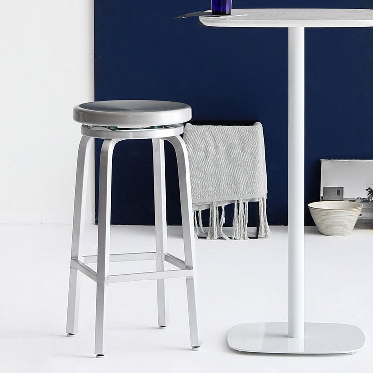 Contemporary Backless Metal Counter Stool with 4 Legs for Dining Room