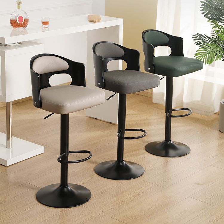 Contemporary Metal Barstool Faux Leather Counter Stool With Chrome Base