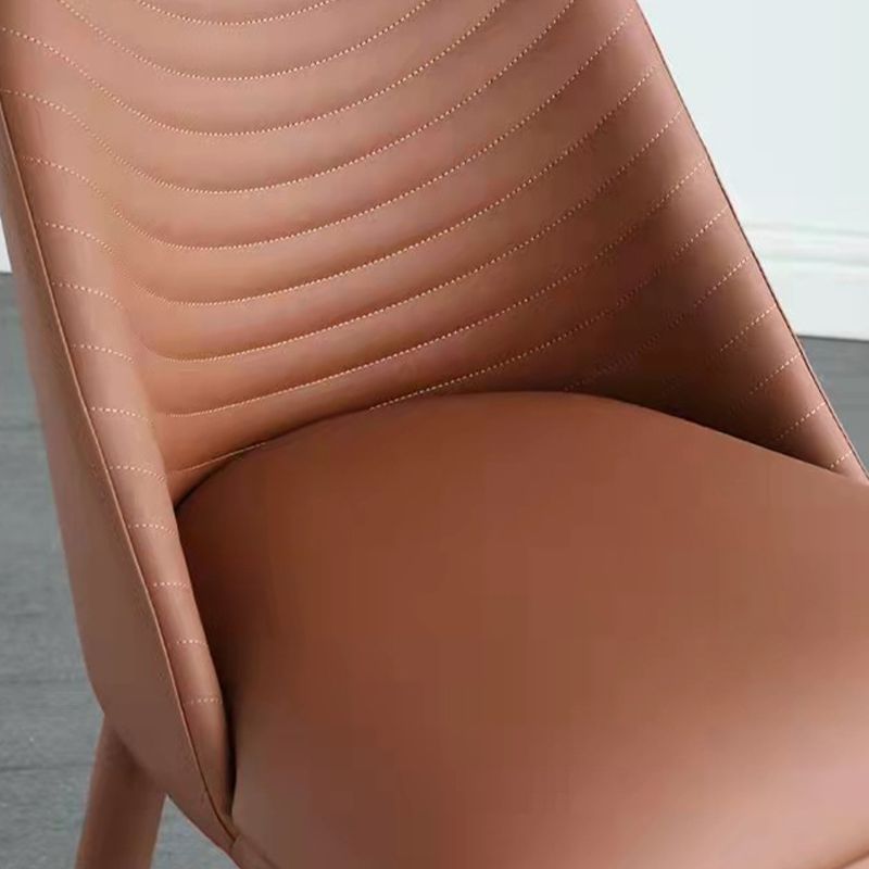 Modern Style Metal Dining Chair Faux Leather Armless Dining Room Chair for Home Use