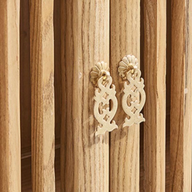 Mid-Century Modern Wine Racks Floor Solid Wood Wine Holder with Shelf