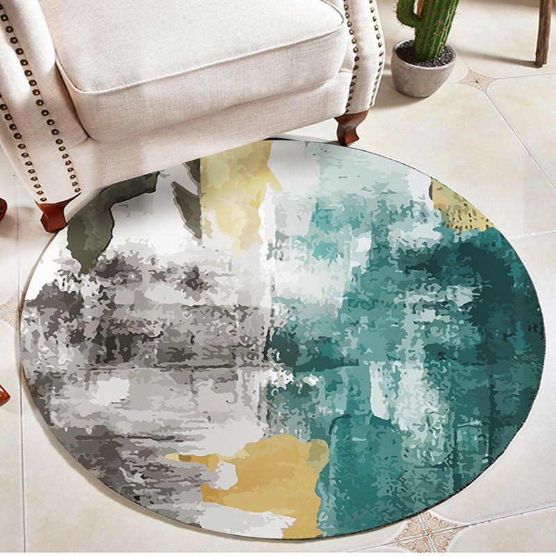 Wine Red Graphic Rug Polyester Modern Rug Washable Rug for Drawing Room