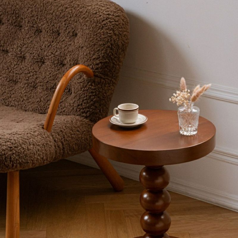 Pedestal End Table in Wood Round Top Living Room Corner Table