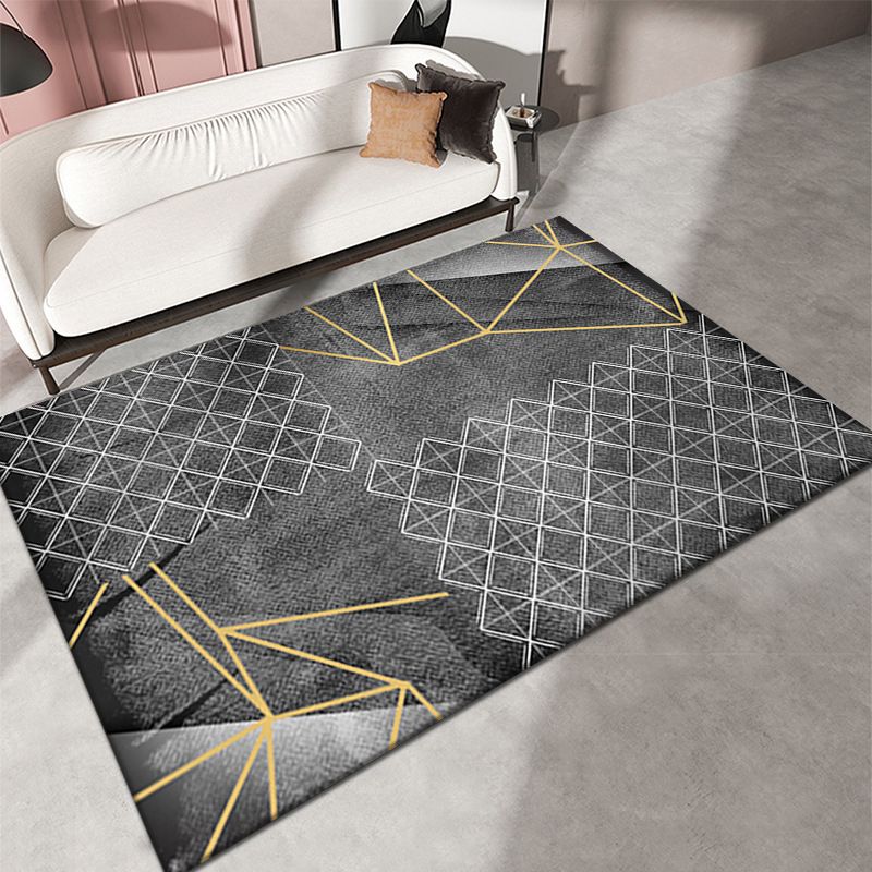Zwarte woonkamer Tapijt geometrisch patroon Modern gebied tapijt polyester niet-slip achterste tapijt tapijt