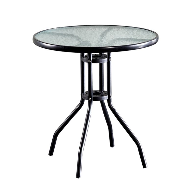 Round Shape Modern Style Dining Table Transparent Fixed Table of Glass