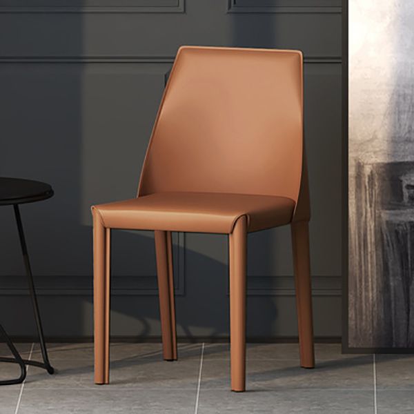 Modern Low Back Dining Chair Faux Leather Armless Dining Side Chair