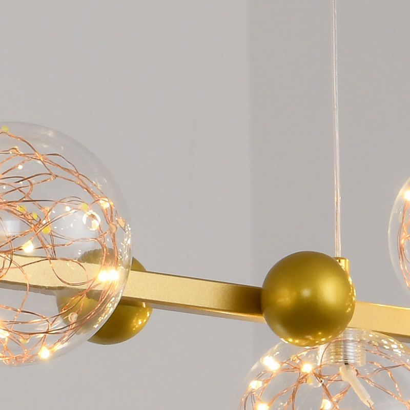 Contemporary Style Spherical Island Lighting Ideas Clear Glass 8 Light Island Lights