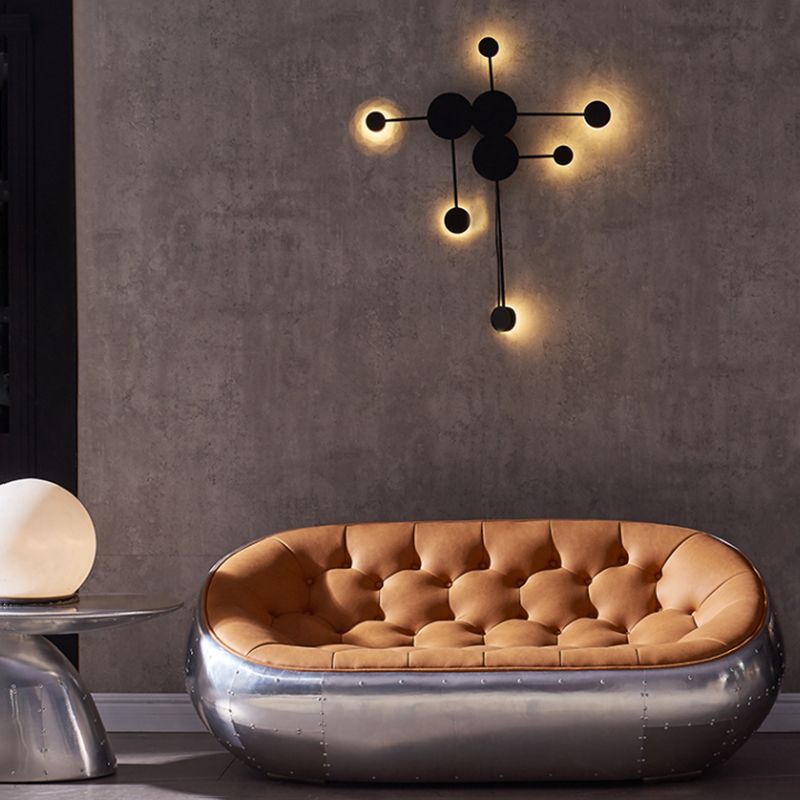 Contemporary Seating Orange Leather Tufted Living Room Settee