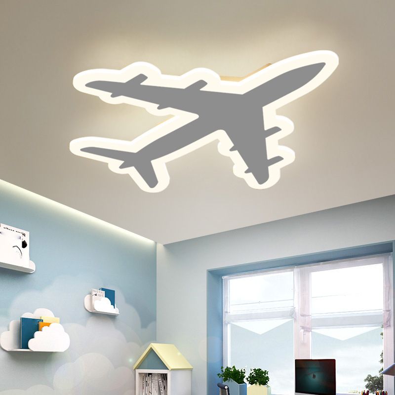 Kids Aircraft Flush Mount Ceiling Light Acrylic Childrens Bedroom LED Flushmount Lighting in Warm/White Light, 12"/19.5"/23.5" Wide