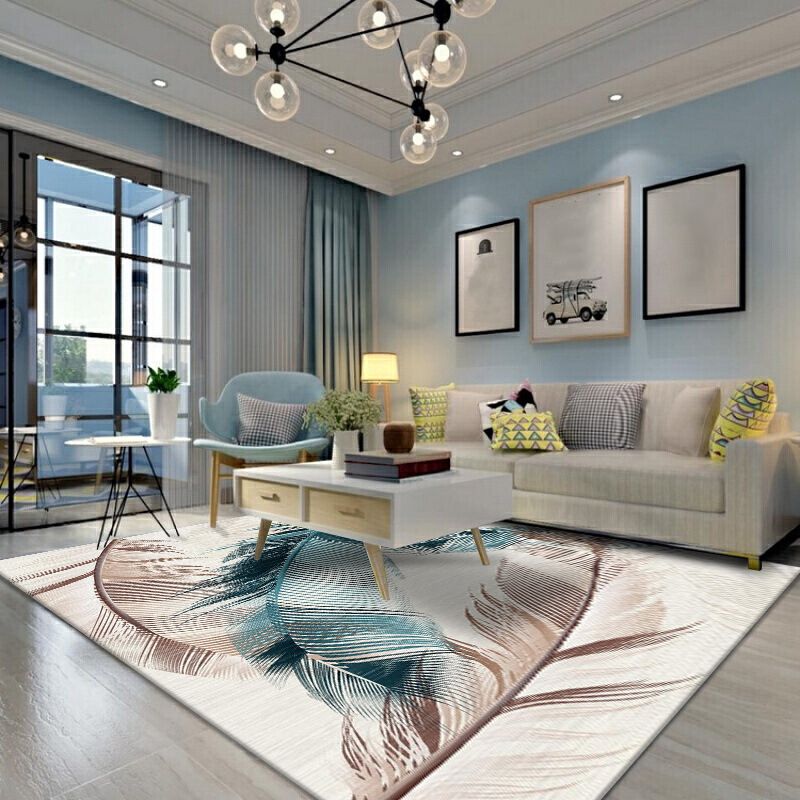 Modern Style Rectangle Shape Rug Geometric Pattern Living Room Carpet Washable Area Rug