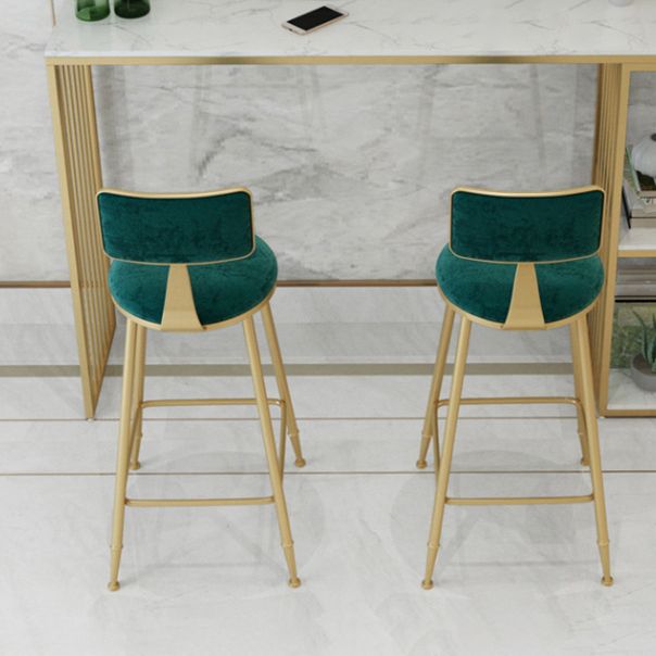 Green Cushion Bar Stools Armless Barstool with Gold Metal Legs
