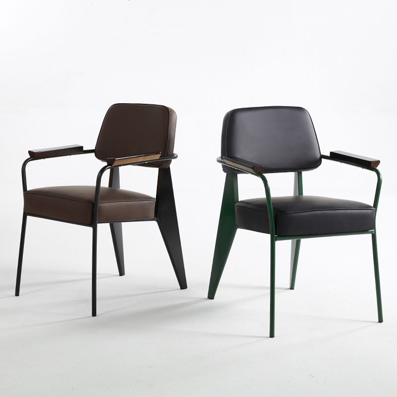 Open arrière Arm à manger chaise industrielle des fauteuils rembourrés avec des jambes en métal