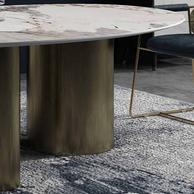 Glam Sintered Stone Standard Dining Table Oval Dining Table with 3 Legs