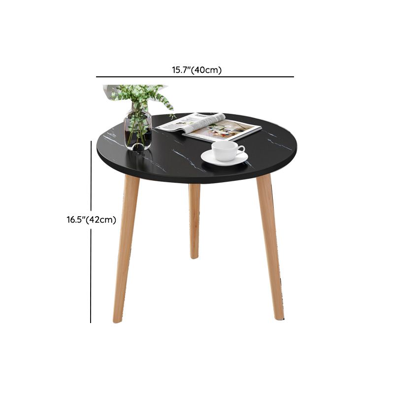Contemporary Wooden Single Coffee Table 3 Legs Round Cocktail Table