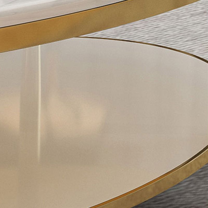 16.5" H Modern 4 Leg Steel Base Marble Oval Top Coffee Table