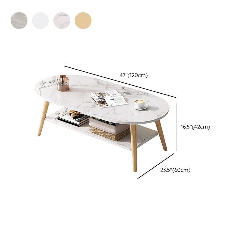 Wood Coffee Table No Distressing Single Coffee Table with Shelf