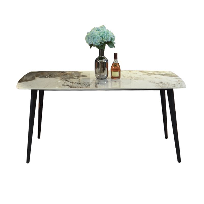 Contemporary Stone Dining Set 1/2/5/7 Pieces Dining Table Set with Solid Back Chairs