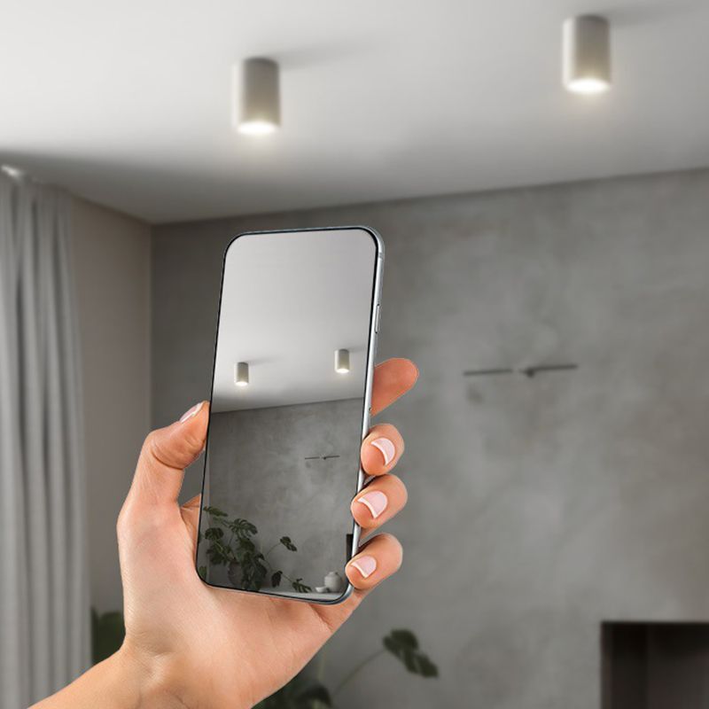 Modern LED Ceiling Flush Cylinder Black / White Cement Flush Mount