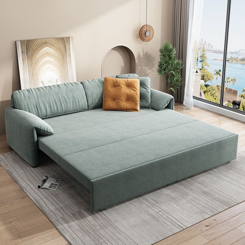 Modern Green Convertible Sofa Cushion Back Foldable Loveseat