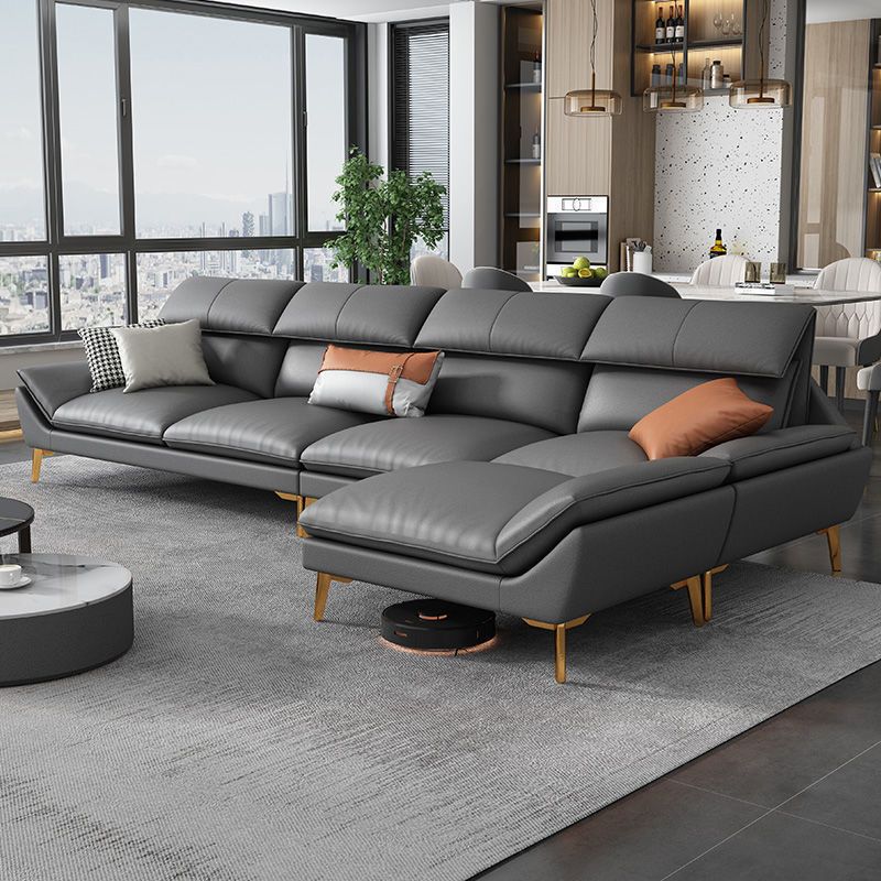 Contemporary Faux Leather Living Room Flared Arm Cushions Seating