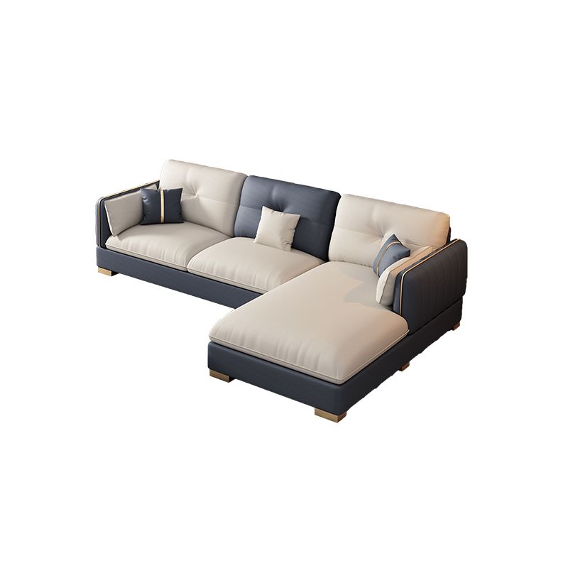 30.7"H Scandinavian Faux Leather Square Arm Sofa & Chaise for Living Room