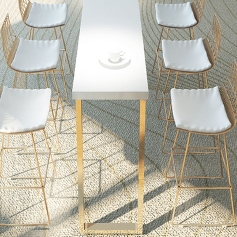 Solid Wood Counter Height Table White Top and Gold Base Bar Table