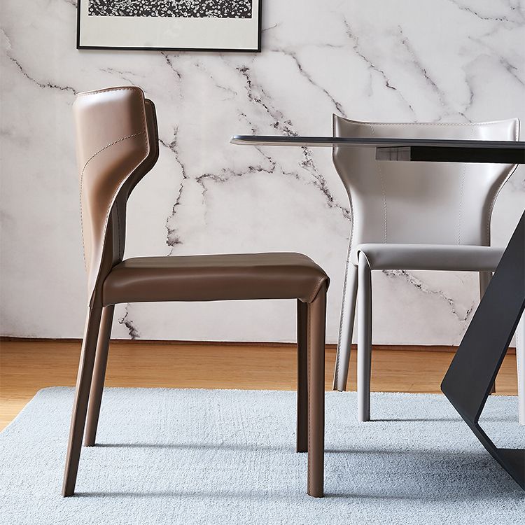 Silla de comedor de estilo moderno, sillón orejero de metal sin brazos para cocina