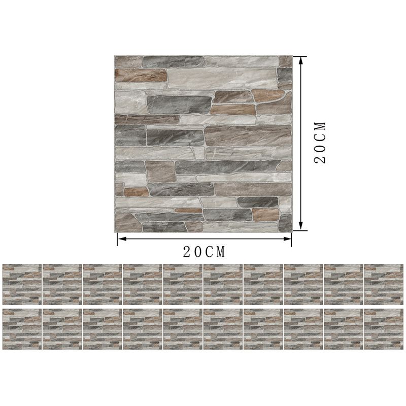 Grey Stone Wallpaper Panels Adhesive Rural Restaurant Wall Covering, 8' L x 8" W