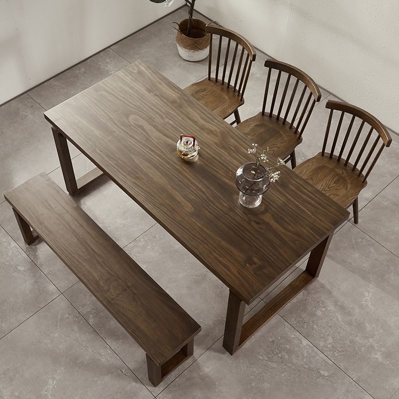 Vaste houten bruine tint tafel eenvoud Sled Base Tafel voor eetkamer