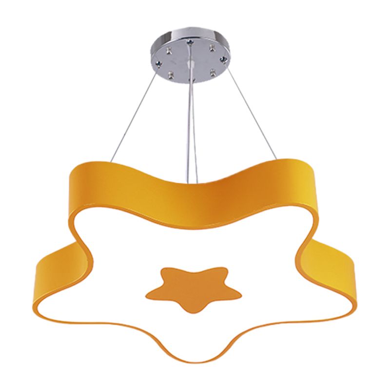 Starfish Down Lighting Pendant Nordic Acrylic LED Indoor Chandelier Lamp Fixture in Red/Blue/Yellow